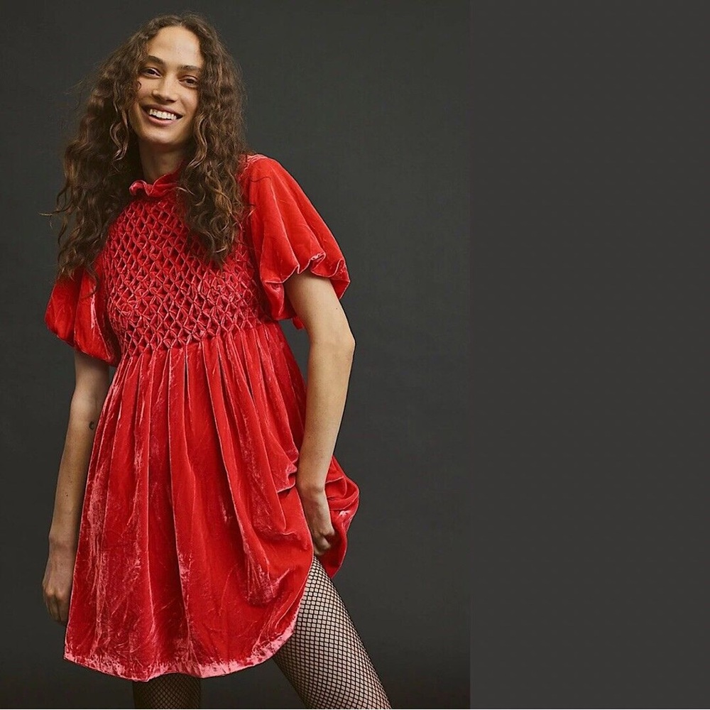 Free People Red gumdrop  Mini Dress